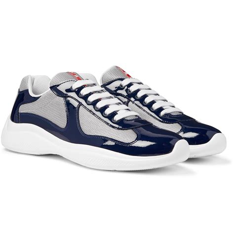 blue and white prada sneakers|navy blue Prada sneakers.